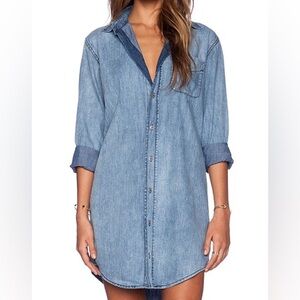 Current/Elliott Blue Vibes The Prep School Denim Button Dress Small